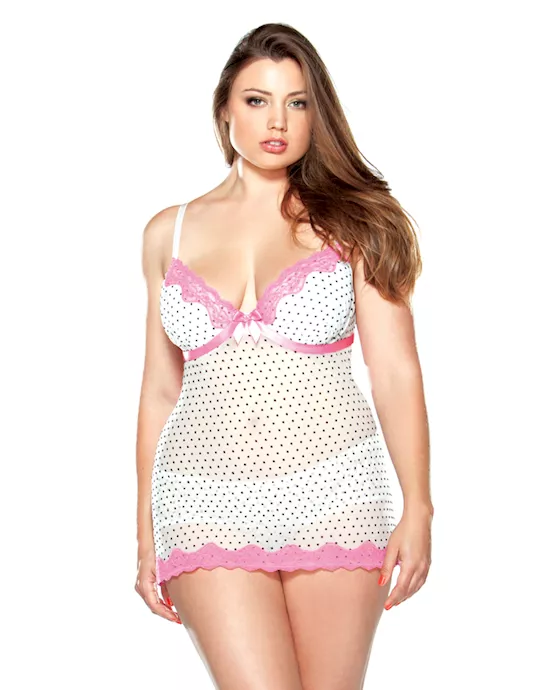 Pushup Polkadot Babydoll & Matching Hipster Panty