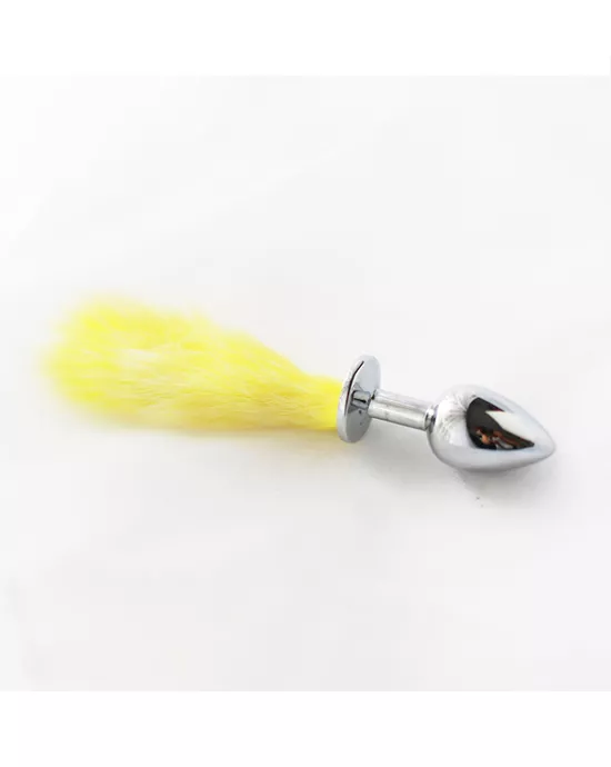 Chrome Butt Plug With Fur Tail