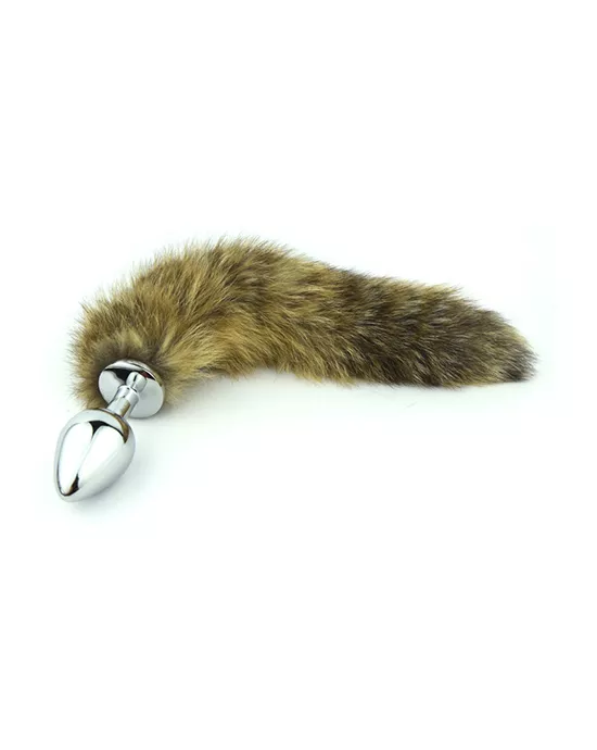 Chrome Butt Plug WIth Fur Tail