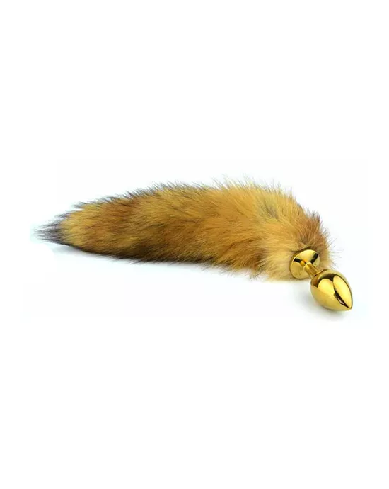 Gold Butt Plug With Fur Tail