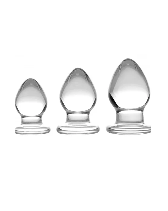 Triplets 3 Piece Glass Anal Plug Kit