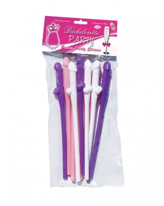 Bachelorette Party Pecker Sipping Straws- 10pk Mixed