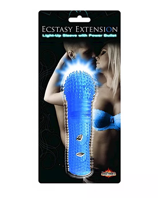 Ecstasy Extension Light Up Sleeve with Powet Bullet Blue