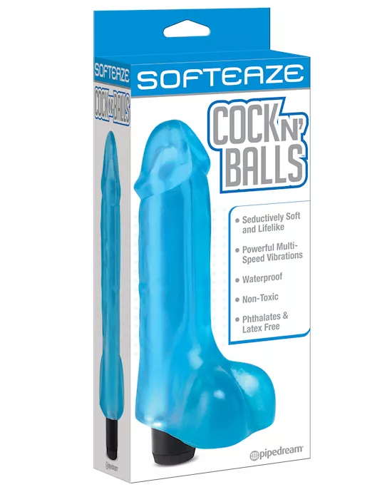 SOFTEAZE COCK N BALLS VIBE BLUE