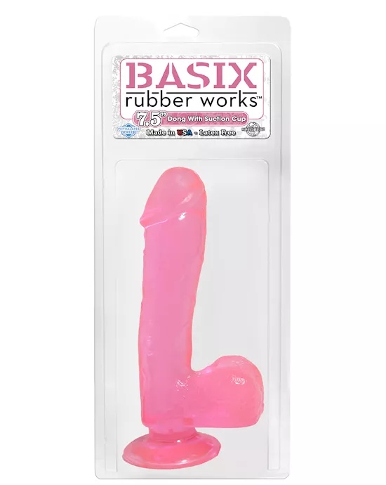 Basix 7.5 Inch Dong W Suction Pink