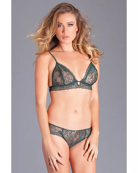 Two-Piece Lace Bralette and Panty Set - S/M