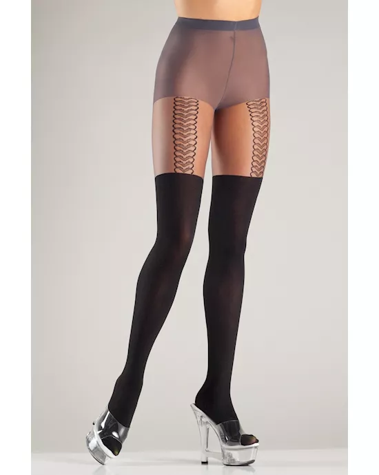 Faux Suspender Pantyhose