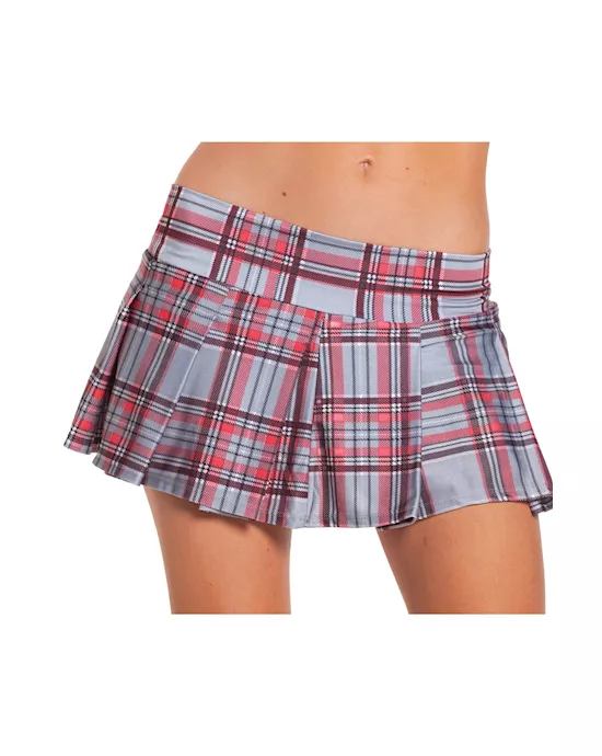 Plaid pleated school girl mini skirt