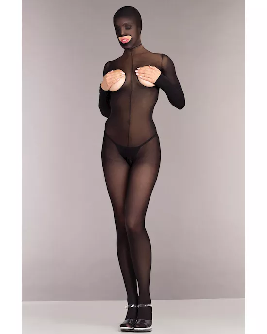 Opaque Cupless and Crotchless Bodystocking - O/S