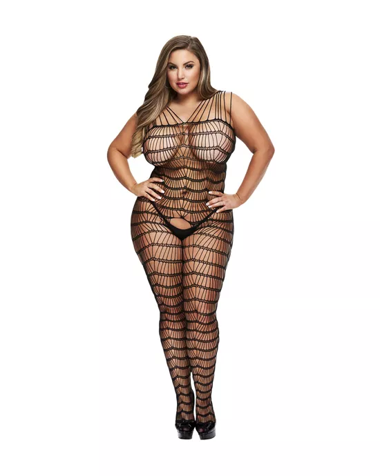 Criss Cross Crotchless Bodystocking