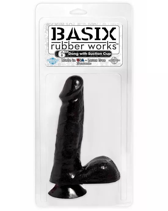 BASIX 6 INCH DONG W SUCTION CUP BLAC