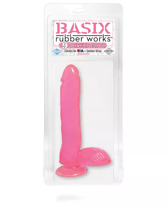 BASIX 9 INCH DONG W SUCTION CUP PINK