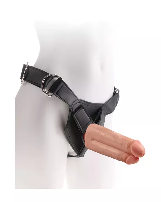 King Cock Strap-On Harness w 7 Inch Two Cocks One Hole