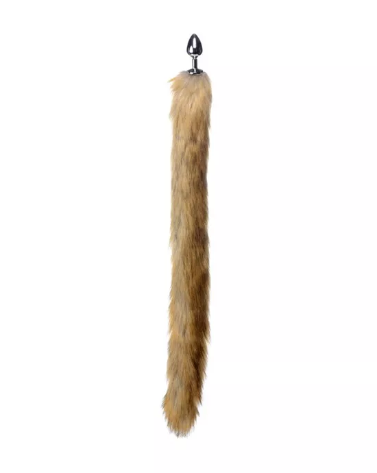 Extra Long Mink Tail Metal Anal Plug