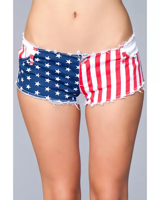 Sexy American US Flag Mini Shorts Jeans