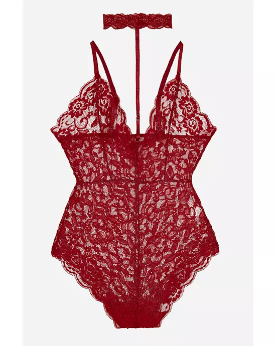 Sexy Lace Teddy With Lace Choker