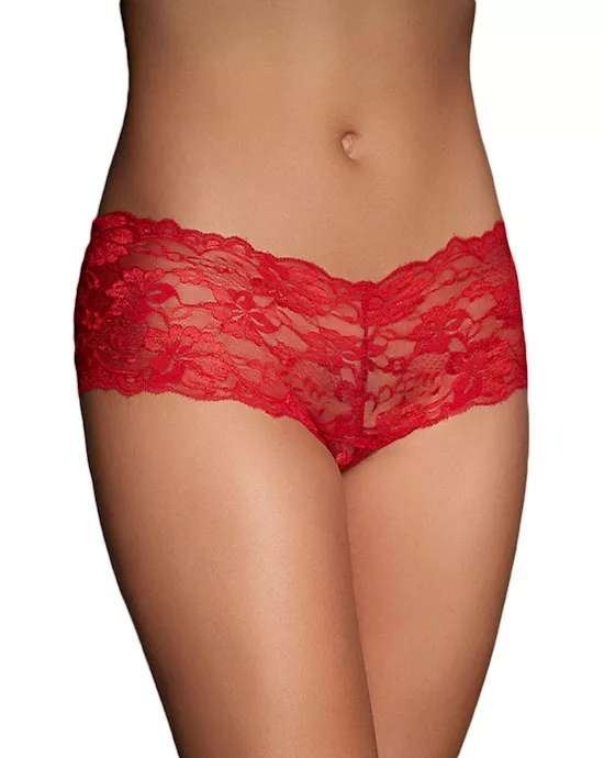 Racy Red Boyshort With Lace-Up Back