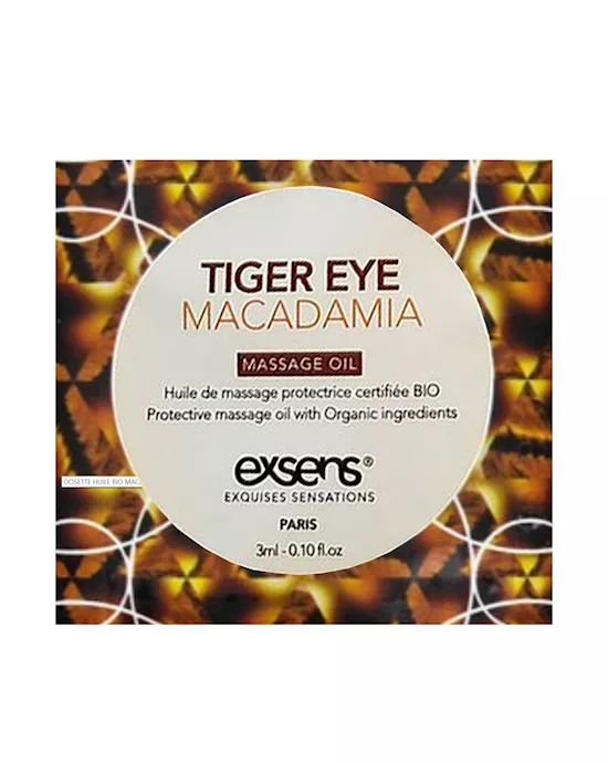 Organic Massage Oil with Stones Sachet - Tiger Eye Macadamia