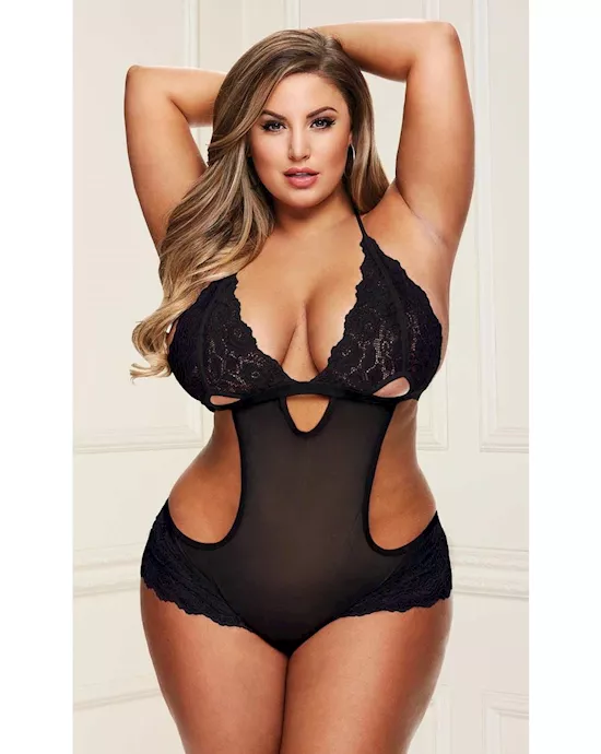 Open Sides Teddy with Lace Detailing