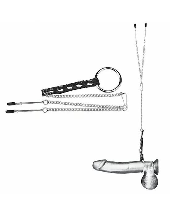 Cock Ring With Nipple Tweezers