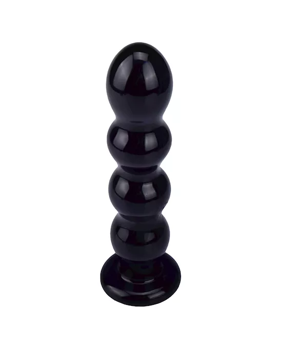 Black Glass Beaded Butt Plug
