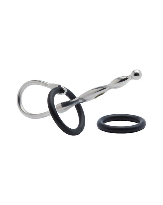 Kink Range Stainless Steel With Silicone Ring Tapered Penis Plug