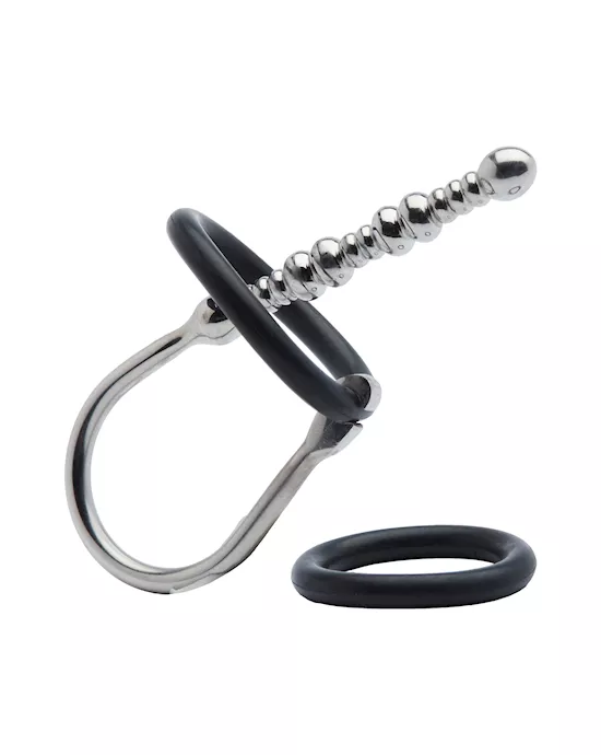 Kink Range Stainless Steel with Silicone Ring Twisted Penis Plug 