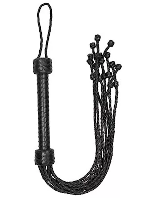 Short Leather Braided Flogger- Black