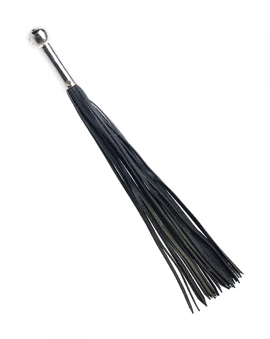 Bound X Textured Leather Flogger With Round Metal Handle
