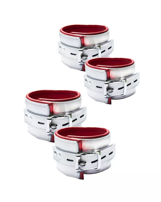 Bound X Leather Nurse Wrist And Ankle Cuff Set