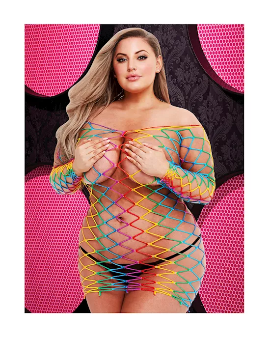 Rainbow Net Mini Dress
