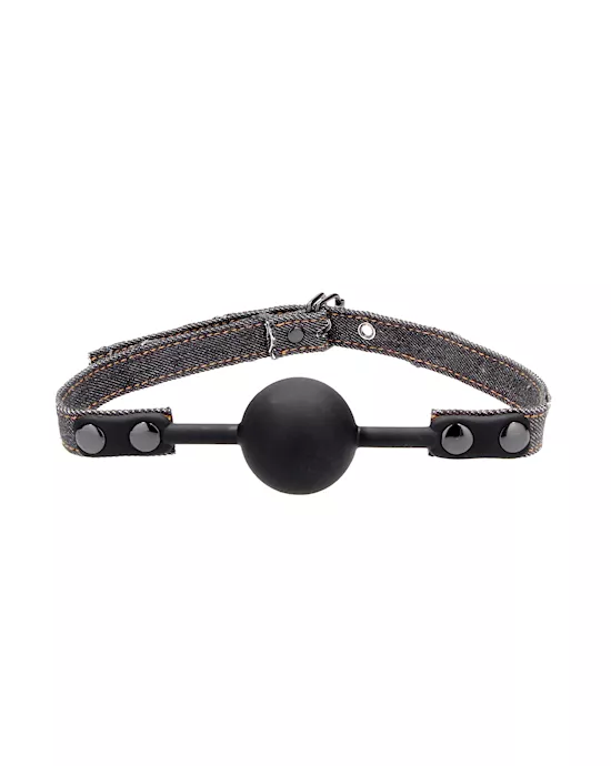 Silicone Ball Gag - With Roughened Denim Straps 