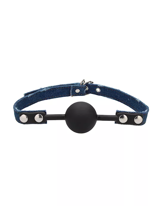 Silicone Ball Gag - With Roughened Denim Straps 