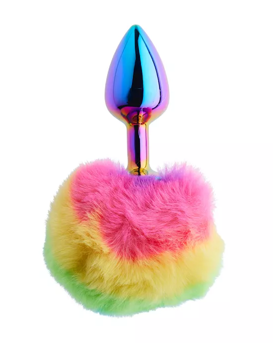 KinKi Rainbow Rabbit Tail Plug - 5.9 Inch