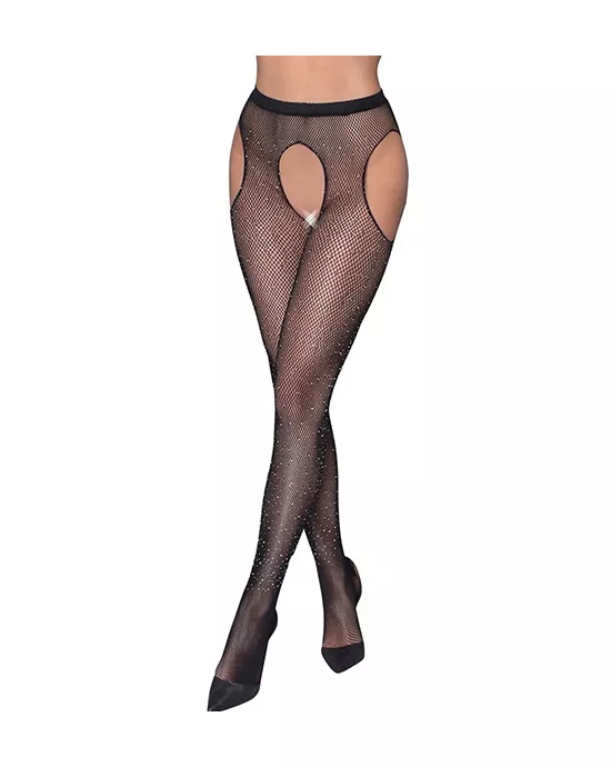 Cottelli Collection Sparkling Stars Crotchless Tights