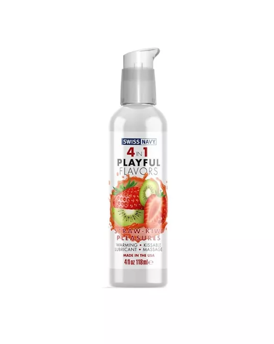 Swiss Navy 4-in-1 Playful Flavours Lubricant - Straw-kiwi Pleasures - 118ml