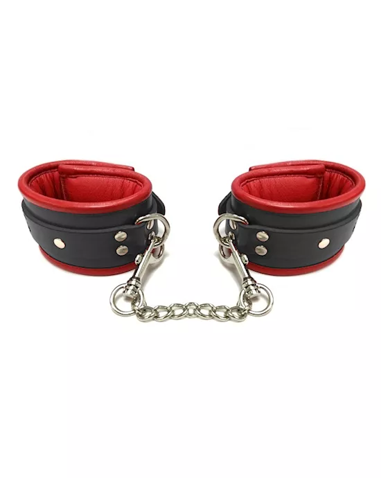 Rouge Leather Padded Ankle Cuffs