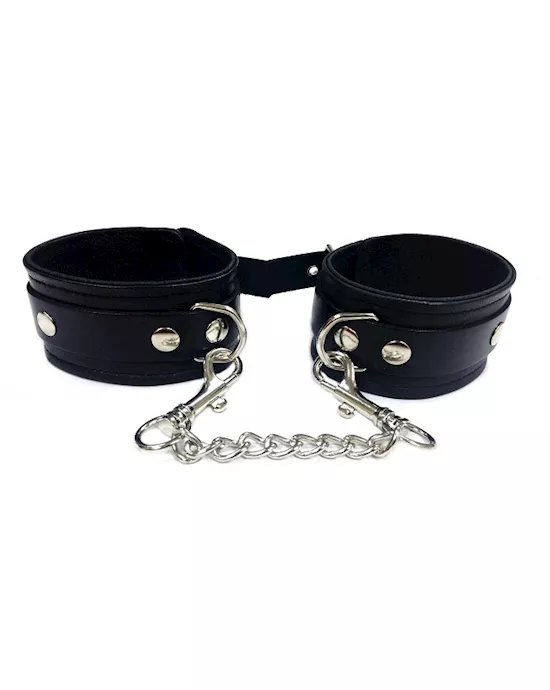 Rouge Plain Leather Wrist Cuffs