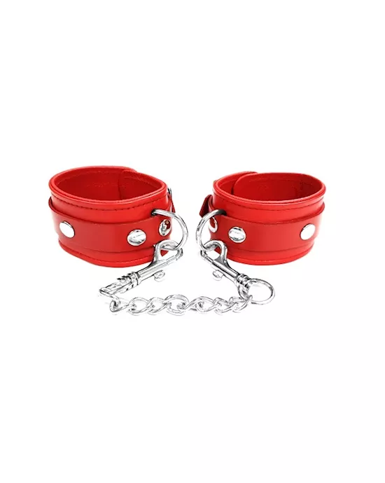Rouge Plain Leather Wrist Cuffs