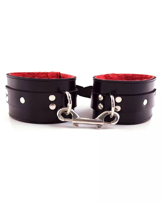 Rouge Leather Faux Fur Ankle Cuffs