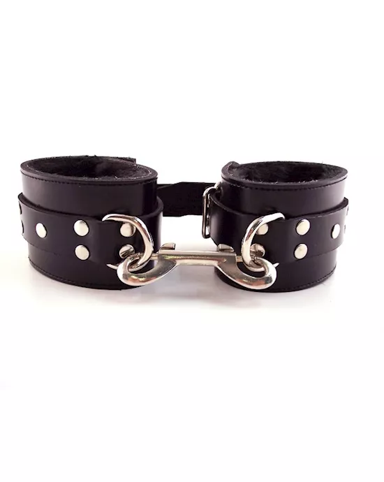 Rouge Leather Faux Fur Ankle Cuffs