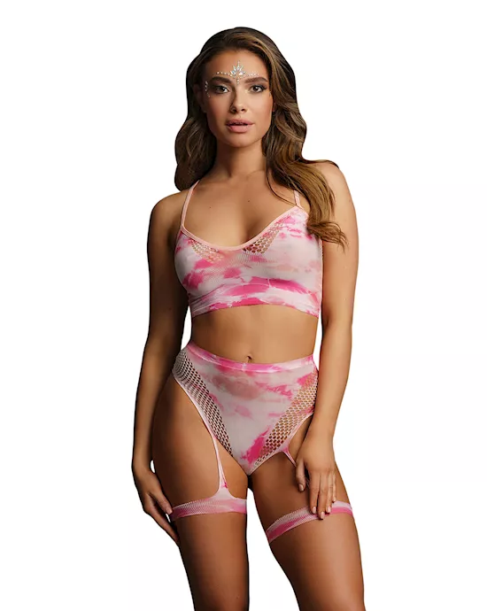 High Waist Garter Set With Jewels