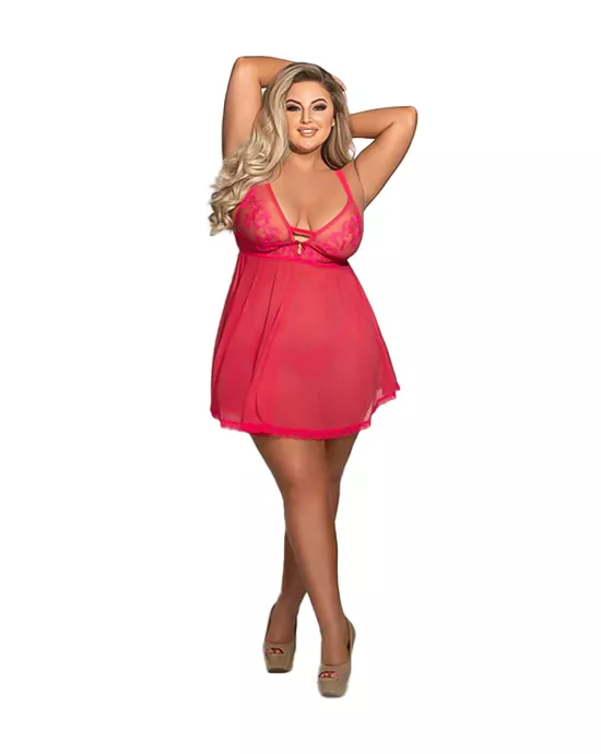 Two Piece Lame And Net Cami And G-String Set