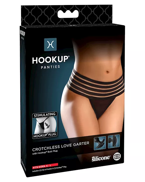 Hookup Panties Crotchless Love Garter - O/S