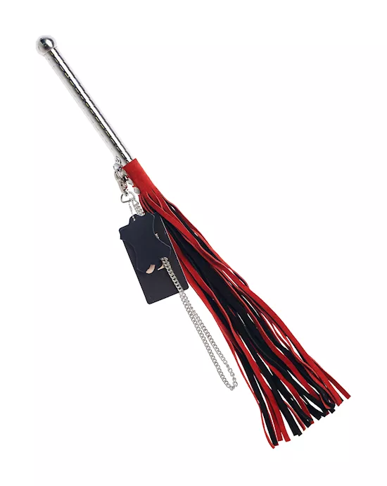 Bound X Suede Flogger with Thin Metal Handle and Chain