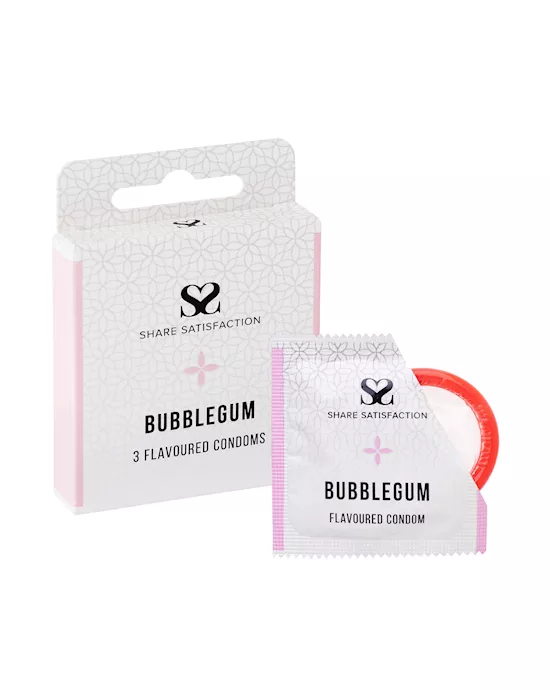 Share Satisfaction Bubblegum Flavoured Condom - 3 Pack