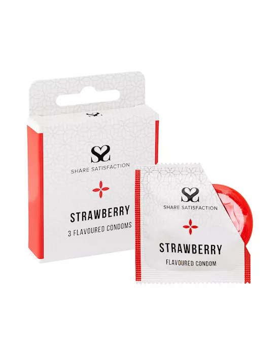 Share Satisfaction Strawberry Flavoured Condom - 3 Pack