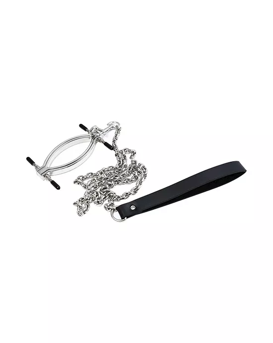 Adjustable Labia And Clit Clamp With Leash Chain 