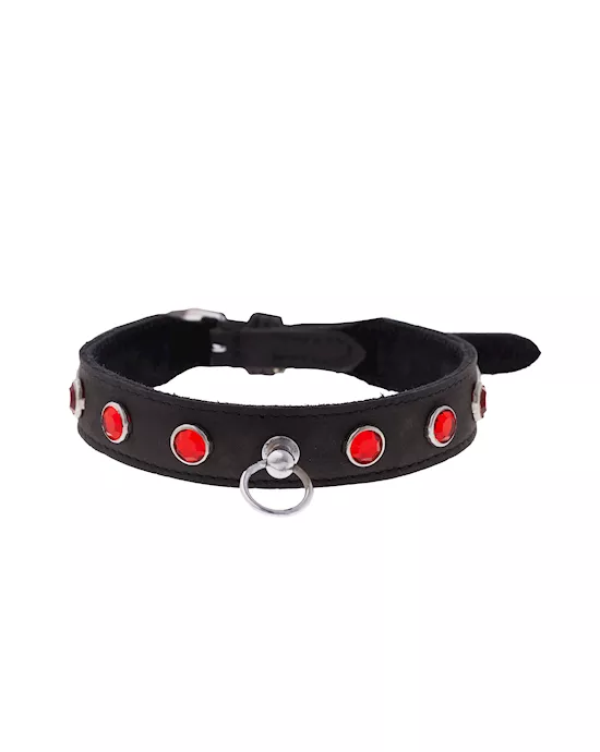 Bound X Red Crystal Stud Collar
