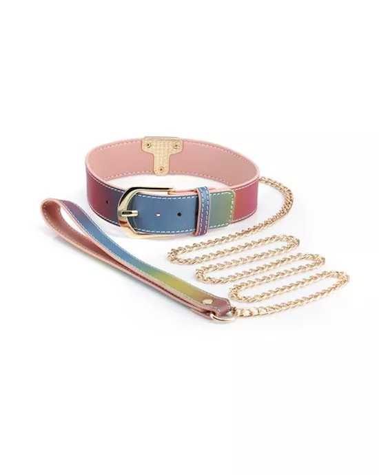 Spectra Bondage Collar And Leash Rainbow
